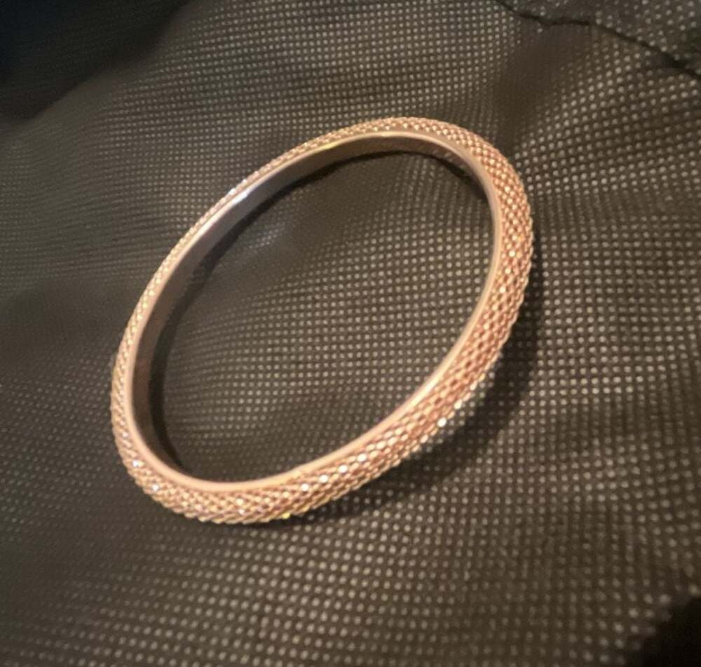 Rose Gold Tone Crystal Pave Mesh Bangle Bracelet